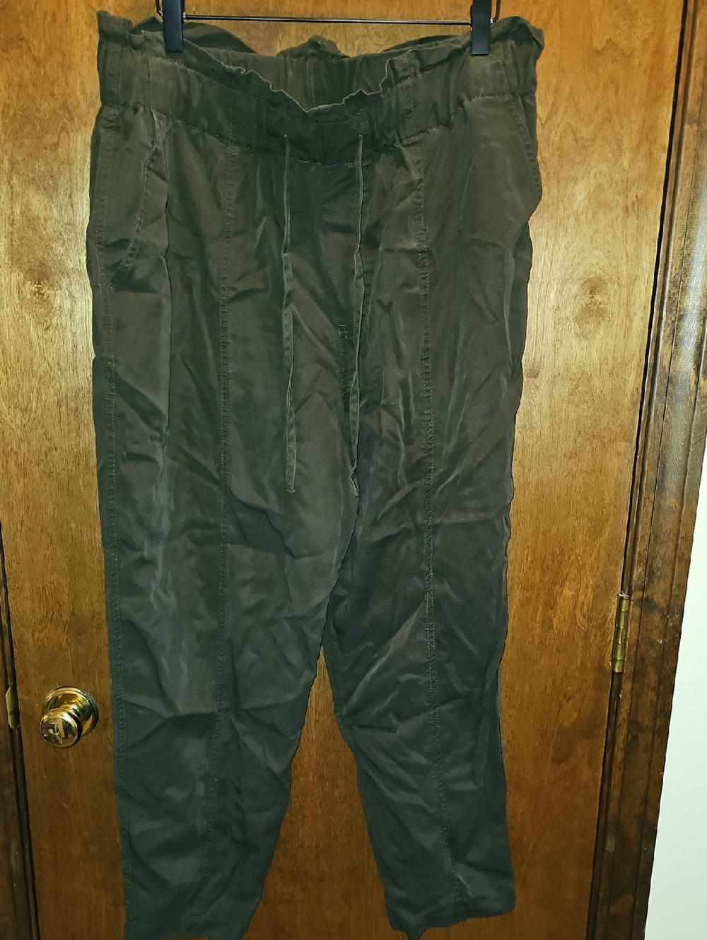 a new day Olive Green Paperbag Drawstring Joggers